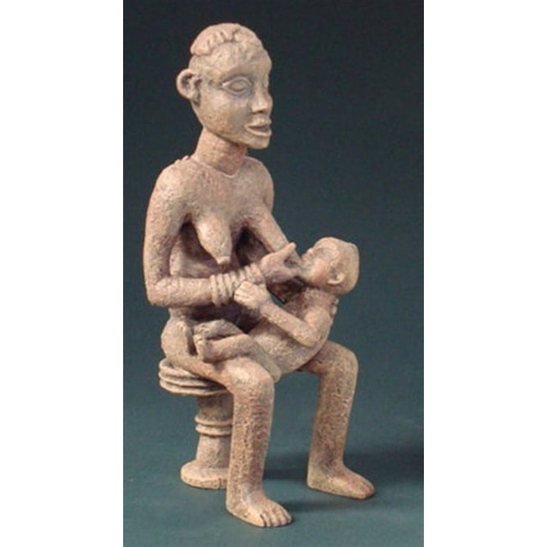 african tribal mother and child figurine museum replica