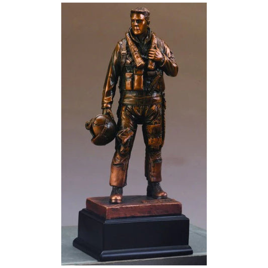 Air Force Military Hero Sculpture With Helment and Gear Pilot Statue