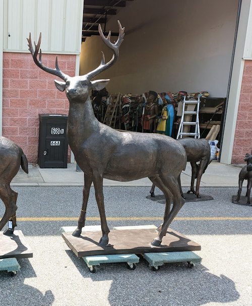 American White Tailed Deer Life-Size Bronze Sculpture Huge Garden Statue