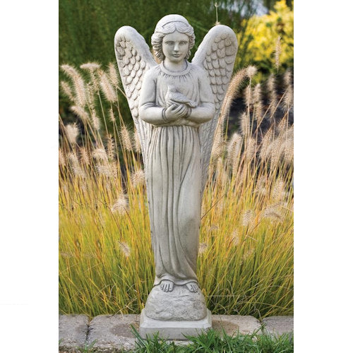 Angel With Dove Memorial Garden Sculpture 29" High