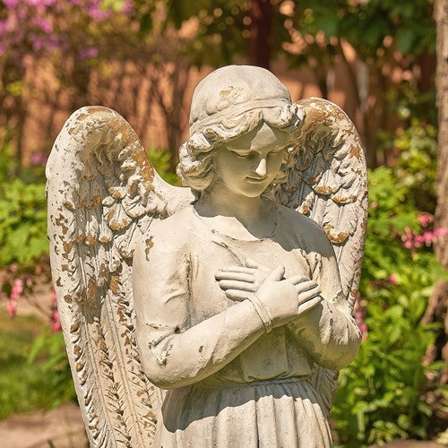 all Guardian Angel Statue β Hand-Painted Antique Grey Sculpture