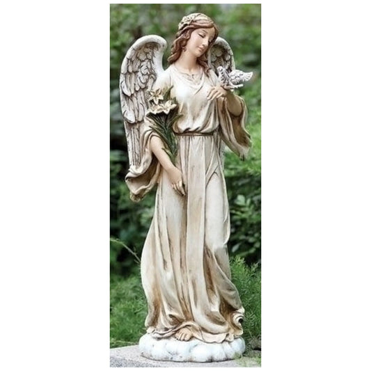 Angel with Dove Figure Garden Statue