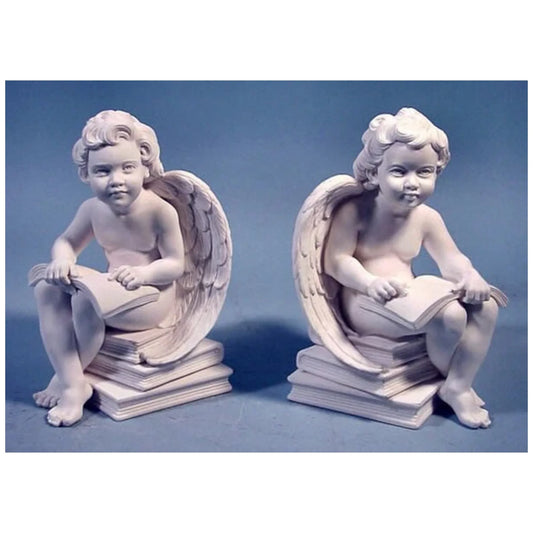 Angels Reading Bookends, Marble Pair