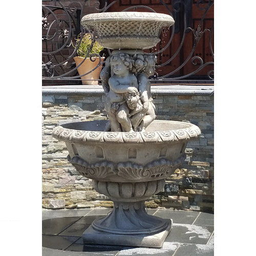 Antique Cherubs with Grapes Angelic Garden Fountain Renaissance Angels