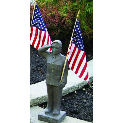 Armed Forces Army Soldier Sculpture with American Flag Military Garden Memorial