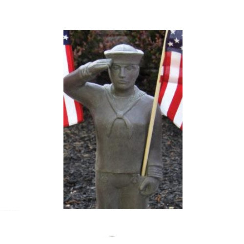 Armed Forces Navy Soldier Sculpture with American Flag Cement USA Made