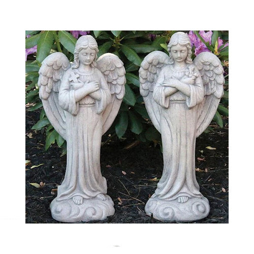 Ava Angels with Cross and Rose Set Garden Statues