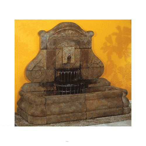 Avignon Rosette Wall Fountain Estate Sized Solid Stone