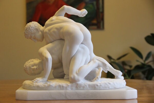 Wrestlers Marble Statue Lysippos Replica Male Nudes Sculpture