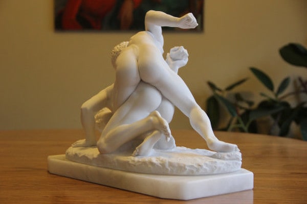 Male Nudes Wrestlers Marble Statue Lysippos Replica Ufffizi Sculpture