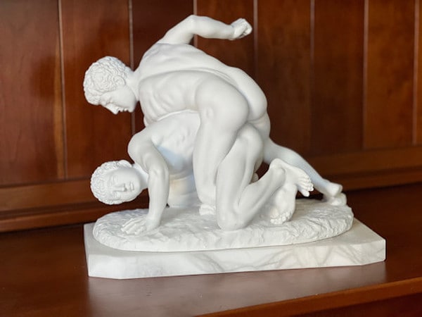 Greek Wrestlers Marble Statue Florence Replica Ufffizi Gallery Sculpture