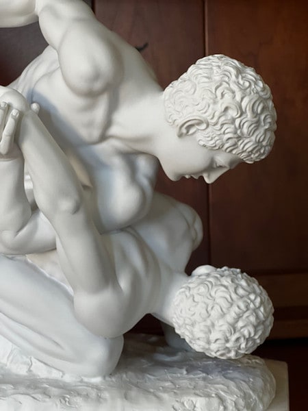 Close Up of Faces Wrestlers Marble Statue Ufffizi Gallery Sculpture Reproductions