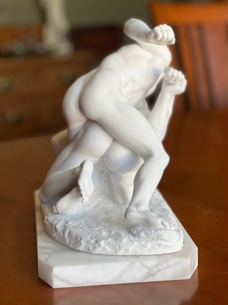 Lysippos Greek Wrestlers Marble Statue Museum Replica Greek Sculpture