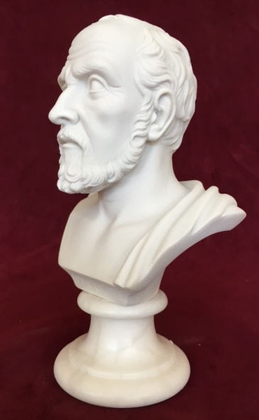 Bust of Hippocrates Father of Medicine Sculpture Side View Head