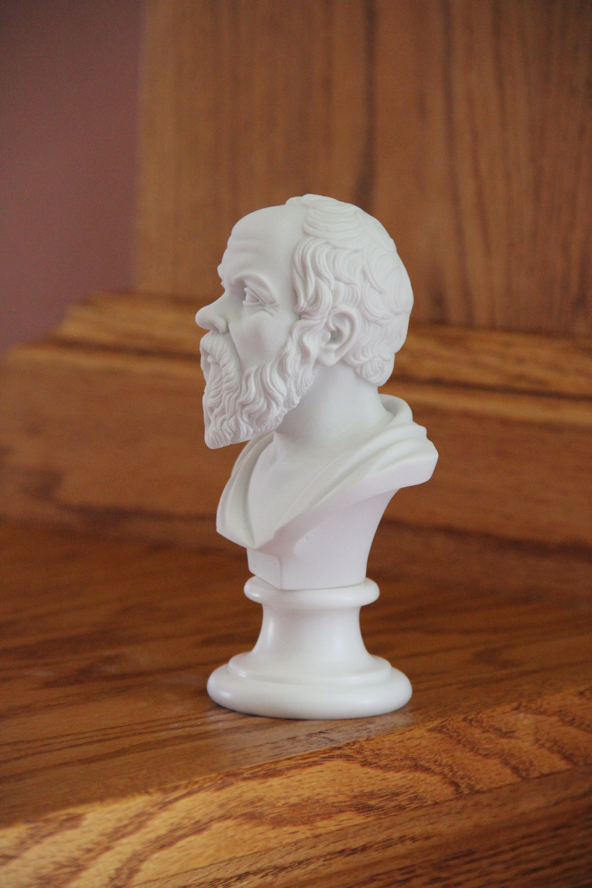 6-inch statue of Socrates made from bonded alabaster.