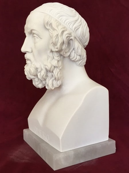 Homer Bust Marble Statue Greek Poet Sculpture Head Side View