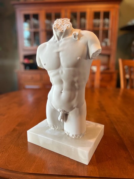 Marble male nude David torso sculpture Anatomy Michelangelo study statue