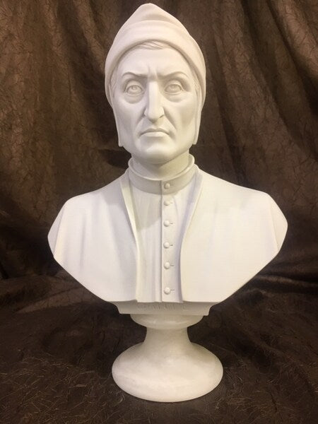 Bust of Dante Marble Head Sculpture Italian Poet Alighieri Divine
