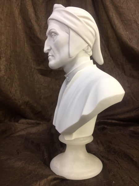 Bust of Dante Marble Head Statue Italian Poet Alighieri Divine Comedy