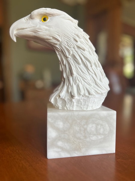 Volterra Bald Eagle bust sculpture Italian Sculptor Giannelli Statue marble