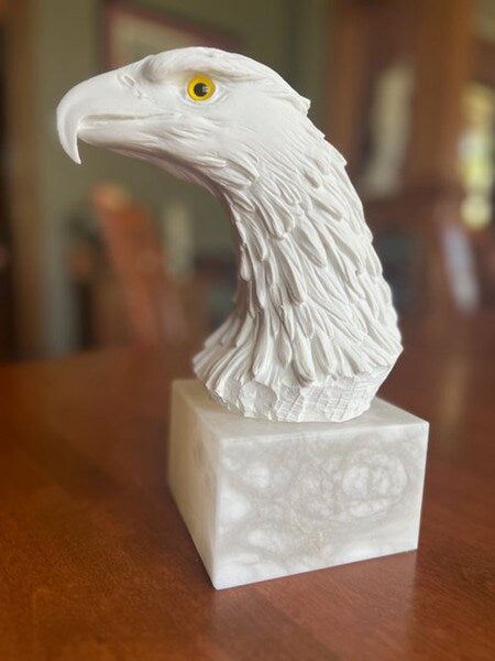Volterra Bald Eagle bust A. Giannelli High end sculpture alabaster museum