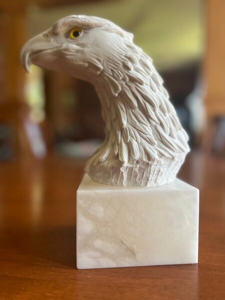Glass Eye American Bald Eagle bust sculpture Italian Sculptor Giannelli Statue
