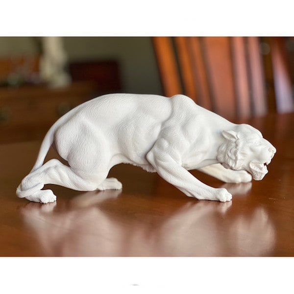 Crouching Panther Marble Sculpture Wildlife high-end Decorating Wild