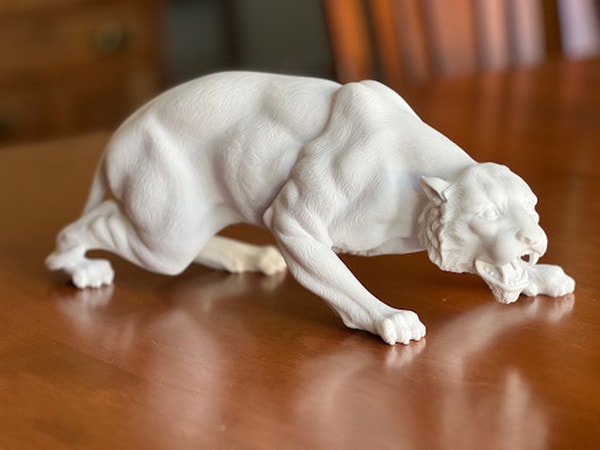 Cat crouching Panther Marble Sculpture Wildlife high-end Import Italy