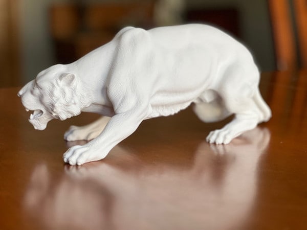 Side View Crouching Panther Marble Sculpture Imported Italian Wild Cat
