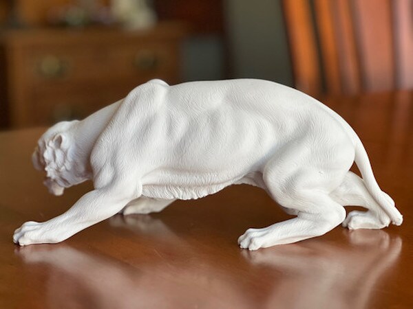 Panther Marble Sculpture Imported Italian Wild Cat Muscular Statue Puma