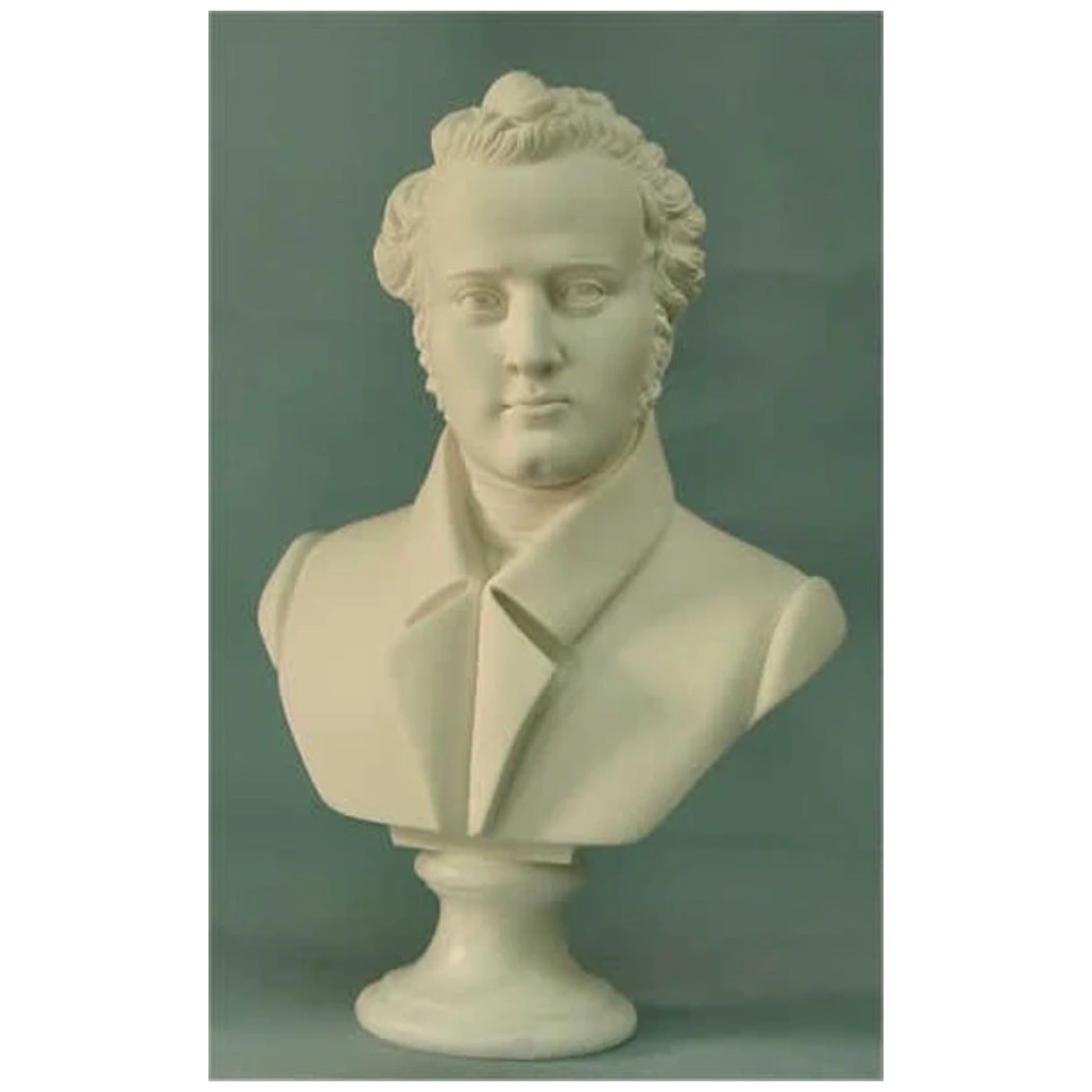 Old photo from Italy of bust of Bellini is composed of alabaster