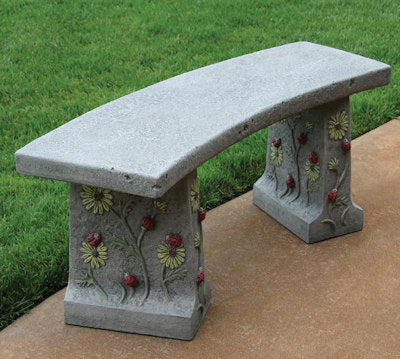 Ladybug Cement Bench Whimsical Garden Furniture Made in USA Seating