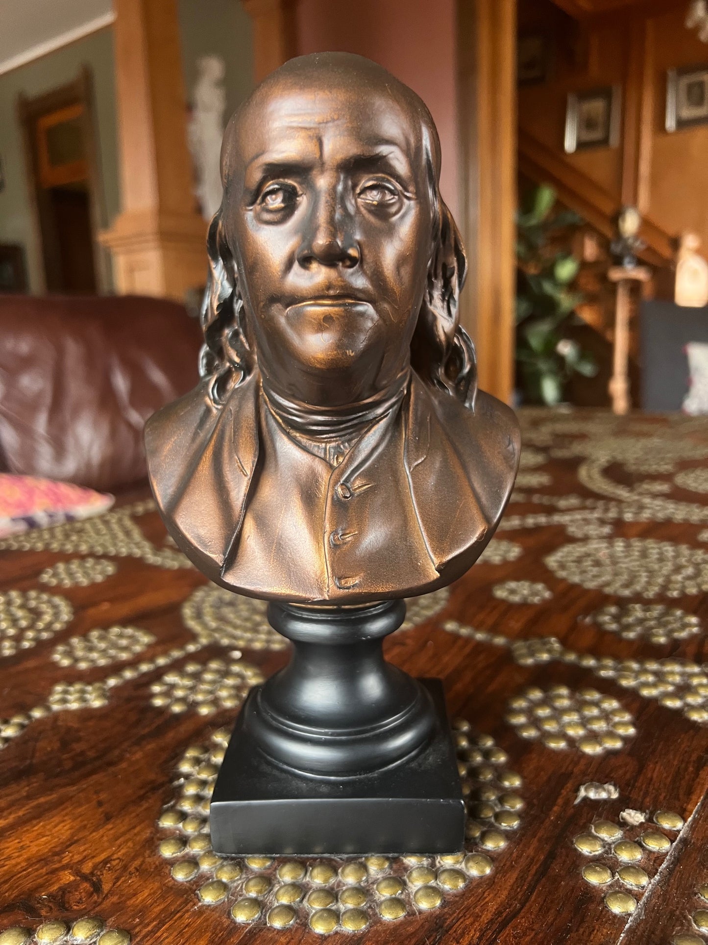 Ben Franklin historic portrait statue honoring American inventor and diplomat