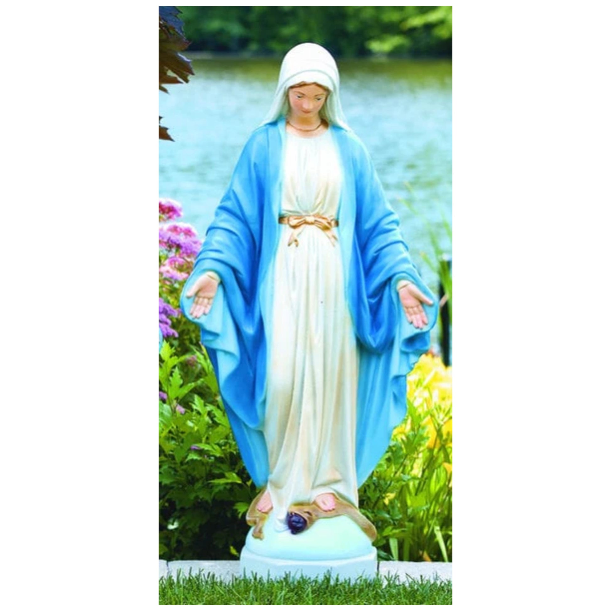 Blessed Mother Mary Sculpture Tall Stone Statue Colored Virgin Blessing