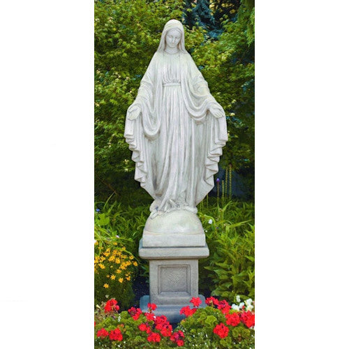 Blessed Mother Mary Life-size Pedestal Stone Catholic Memorial Statuary
