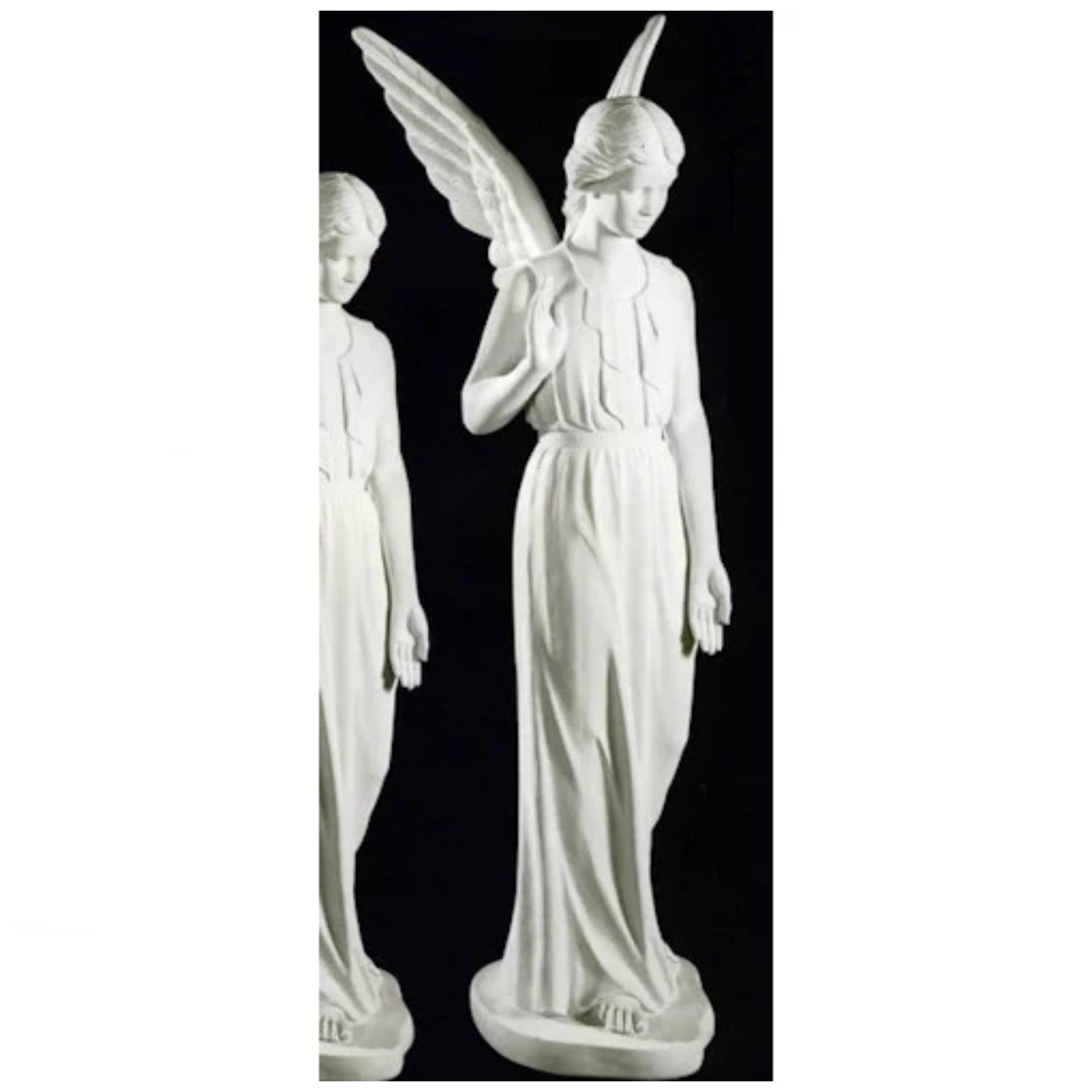 Memorial angel sculpture in life-size Italian marble, ideal for honoring loved ones in peaceful outdoor locations