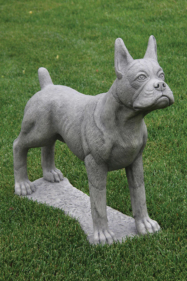 Life Size Boxer Dog Cast Stone Statue 29.5"