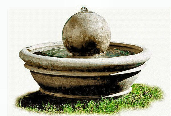 Patio Fountain With Bubbling Sphere Finial