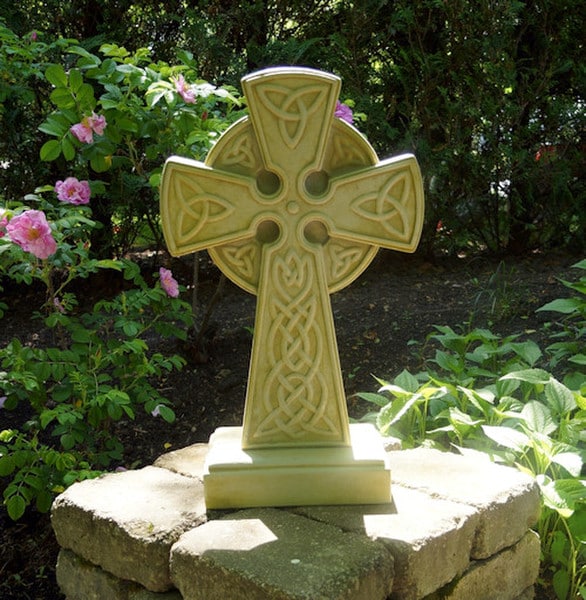 Celtic cross made of concrete garden statue unique design sacred icon