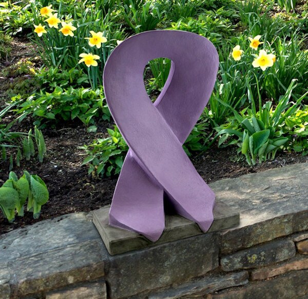 Lavender Ribbon Sculpture all cancers Awareness for Many Causes