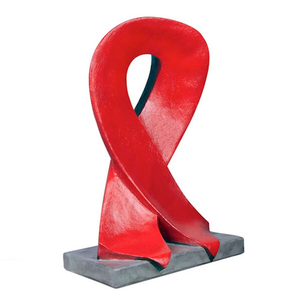 Awareness Red Ribbon Sculpture Cast Stone symbol of HIV/AIDS Statue