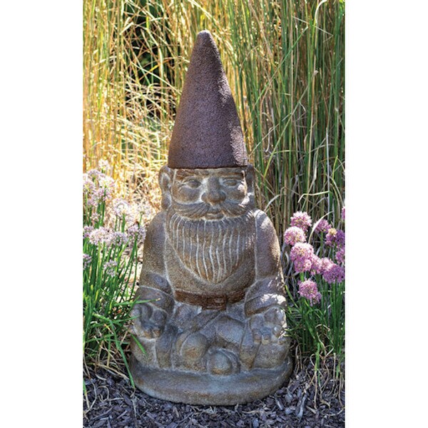 Gnome in Zen Pose Garden Statue Cement Yoga pose statuary artwork