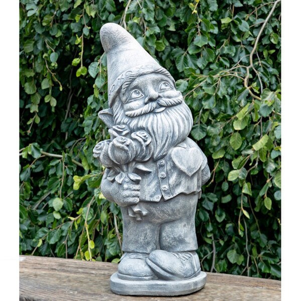 Lovey-Dovey Larry Smitten Garden Gnome Concrete Outdoor Statuary