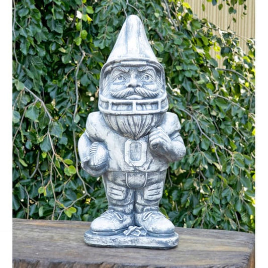 Football Garden Gnome poised and ready to toss the pigskin statue