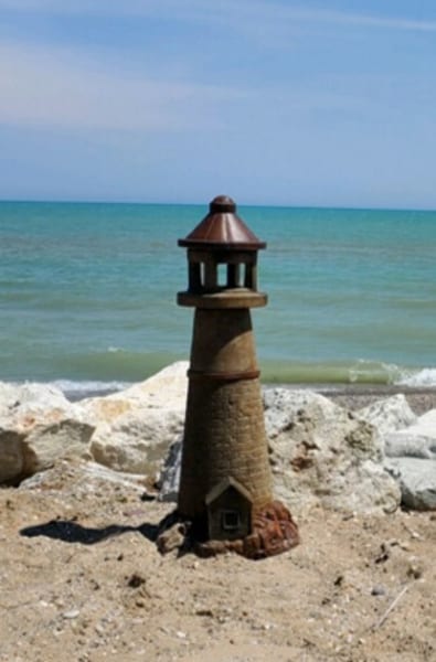 Beach Setting Outdoor Lighthouse with Light installed Cement Large Stone lamp