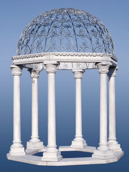 Classical Gazebo Cement Columns cupola Metal balustrade Stone formal