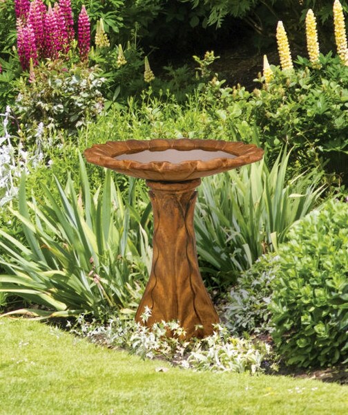 Tapered Petal Birdbath Cement Garden Statuary Decorative Ornate