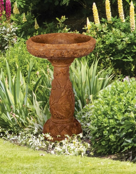 Grape Leaf Cement Garden Birdbath Vineyard Decorations Outdoor