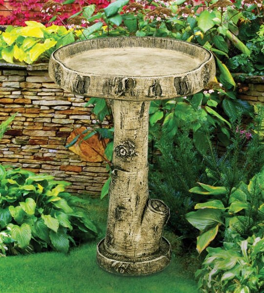 Birch Birdbath Sculpture branches Logs Sculptural Tree Limbs Artwork