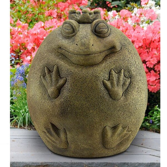 Frog Prince Whimsical Garden Statue Ready to be Kissed Sculpture Crown